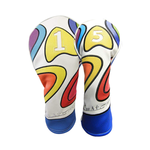 Majek Retro Golf Headcover Limited Edition Vintage Leather Style Psychedelic Colorful Groovy Custom Design #1 3 5 X H Driver Fairway Woods and Hybrid Head Cover