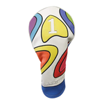 Majek Retro Golf Headcover Limited Edition Vintage Leather Style Psychedelic Colorful Groovy Custom Design #1 3 5 X H Driver Fairway Woods and Hybrid Head Cover