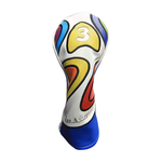 Majek Retro Golf Headcover Limited Edition Vintage Leather Style Psychedelic Colorful Groovy Custom Design #1 3 5 X H Driver Fairway Woods and Hybrid Head Cover