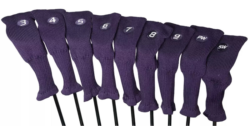 Majek Hybrid Golf Club Dark Amethyst Purple Neoprene Acrylic Headcover Set #3-SW