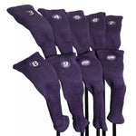 Majek Hybrid Golf Club Dark Amethyst Purple Neoprene Acrylic Headcover Set #3-SW